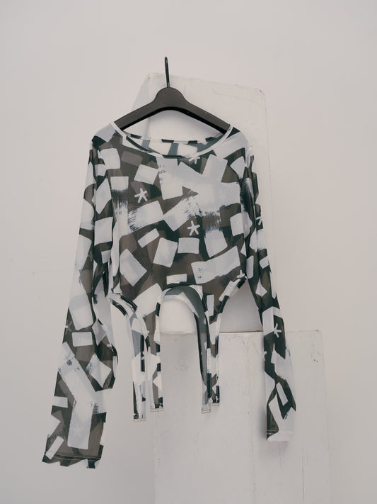 YONAKA x Eric Haze アートプリントガーターベルト シアートップス